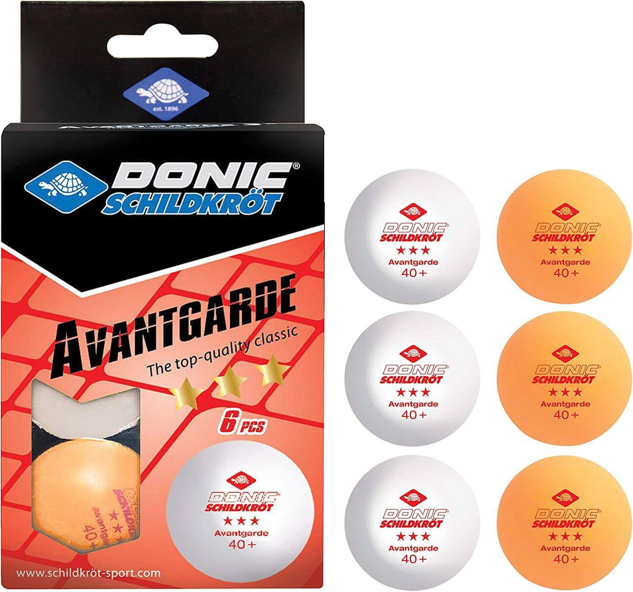 Мячи для настольного тенниса DONIC 3-Star Avantgarde ball Poly 40+, 3 белых/3 оранжевых (608533)