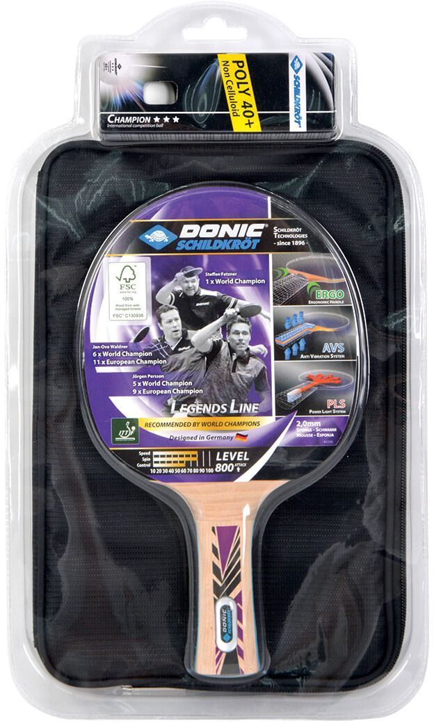 Набор для настольного тенниса Donic Legend 800 FSC, 1 ракетка + чехол + 3 мяча (788488)