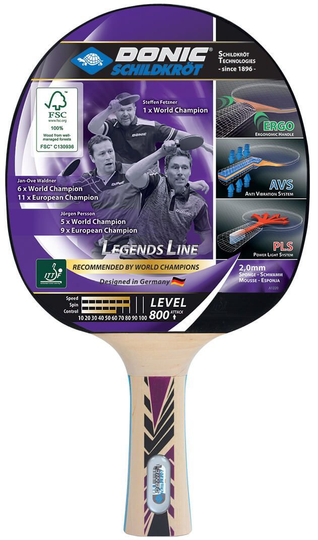 Набор для настольного тенниса Donic Legend 800 FSC, 1 ракетка + чехол + 3 мяча (788488)